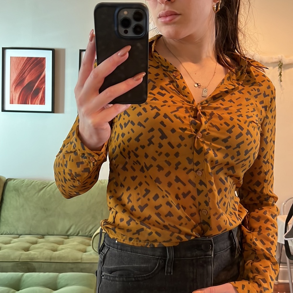 Brown button up blouse